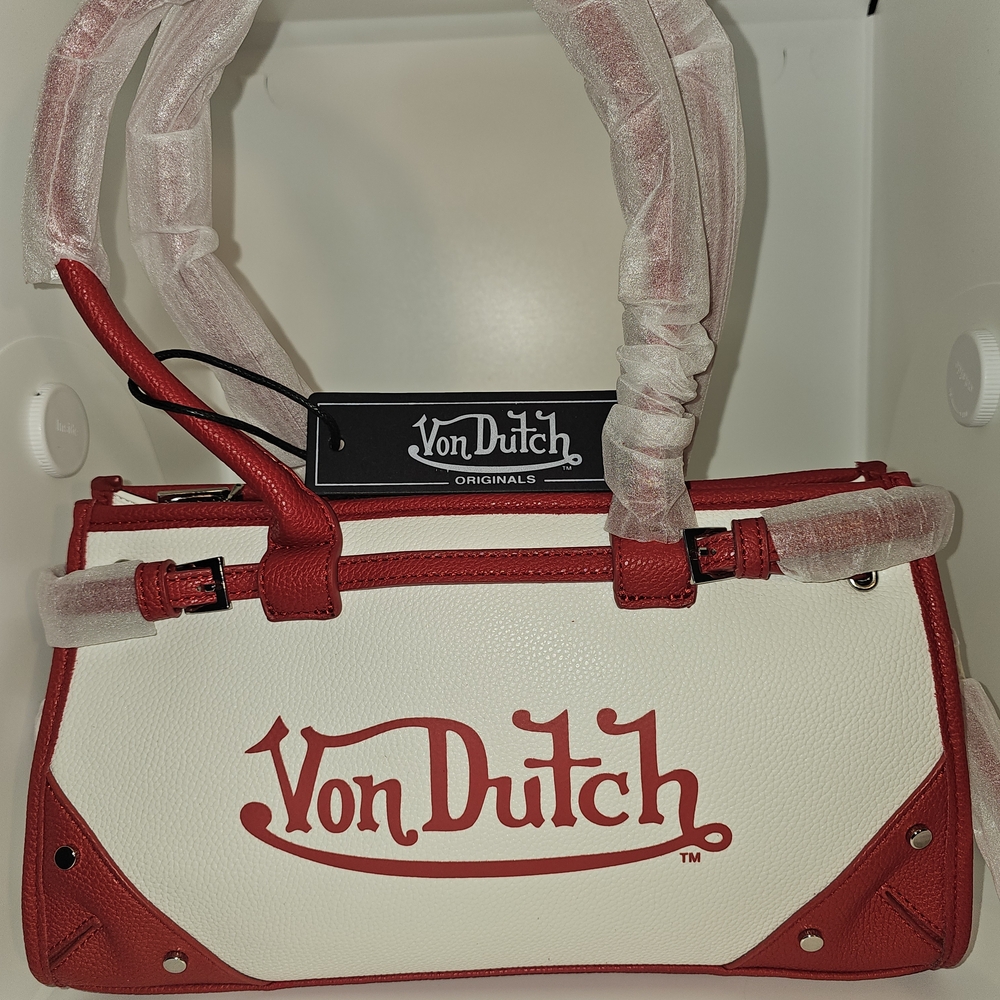 Von Dutch Red and White Women's Bag